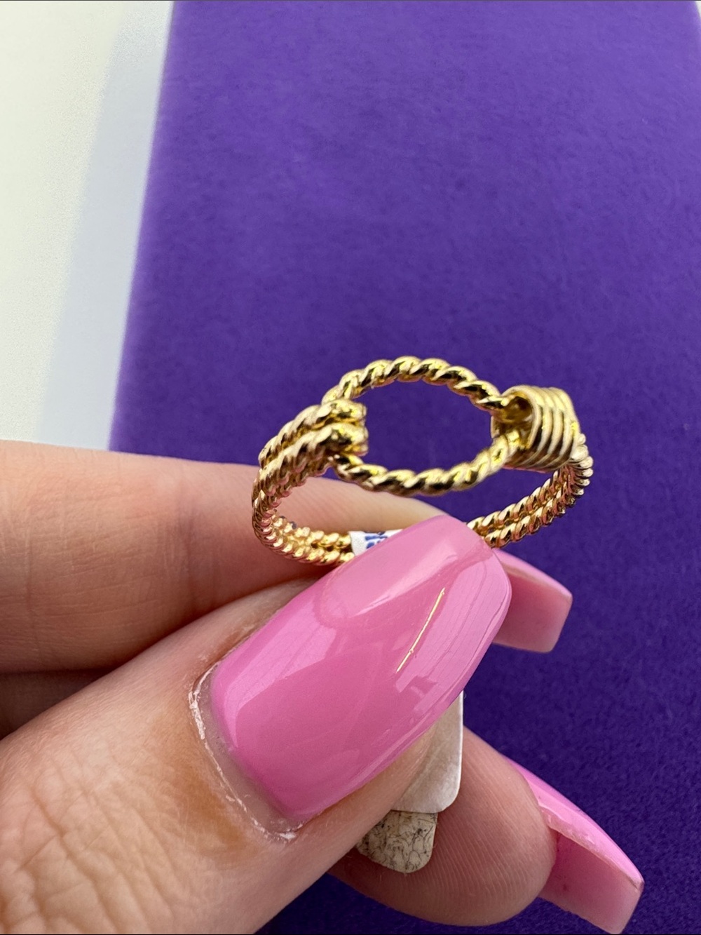 💛 Vintage Gold Plated Nautical Rope Knot Ring | Minimalist Stacking NOS - Picture 4 of 7
